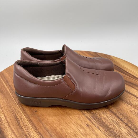 SAS Shoes - SAS Shoes Womens Size 5.5 M Brown Leather Casual Comfort Walking Slip On Loafer